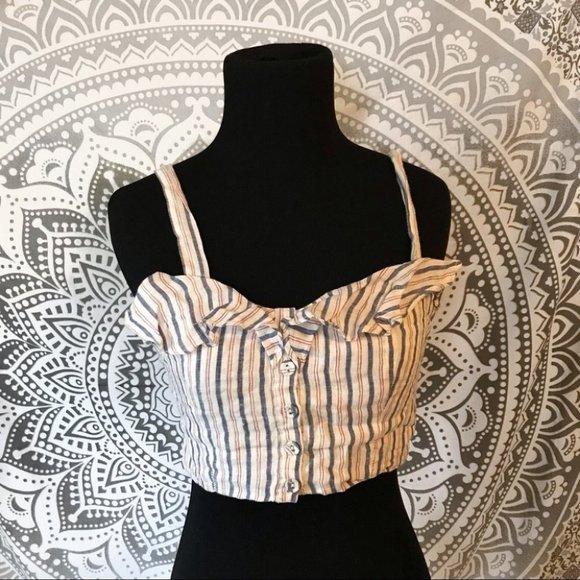 Forever 21 Striped Button Down Crop Top! - Picture 3 of 4